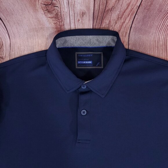 Twillory Mens Large Long Sleeve Performance Athleisure Golf Polo Shirt Navy Blue - Picture 3 of 15